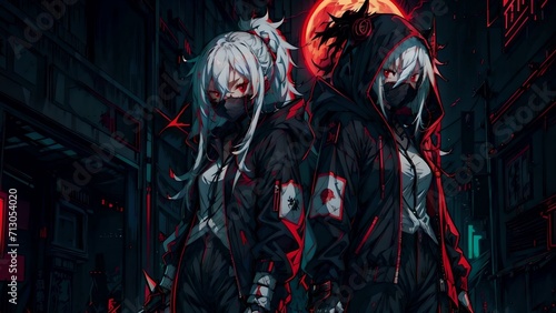 Two anime girls in black, anime wallpaper, anime background