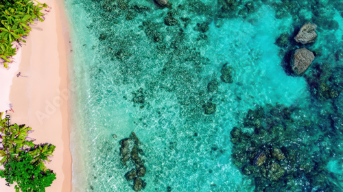 Ariel view of a tropical beach photo