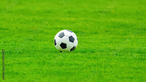 soccer ball on grass, football on green grass