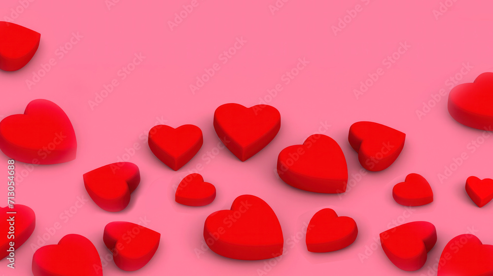 valentine hearts background, 3d red hearts background