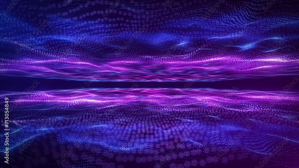Abstract digital dynamic particle waves with light motion lights background, data flow, cyber technology. 3D rendering. Seamless loop 4k video. Screensaver video animation. Abstract digital dynamic particle waves with light motion lights background, data flow, cyber technology. 3D rendering. Seamless loop 4k video. Screensaver video animation.