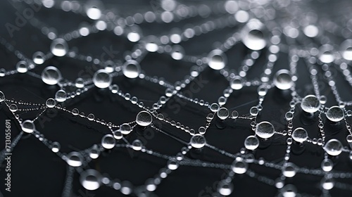 Close-up, macro shot, dew-covered, spiderweb, mesmerizing beauty, intricate threads, glistening droplets. Generated by AI.