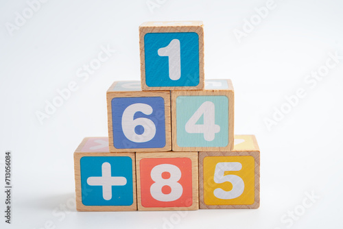 Math number colorful on white background, education study mathematics learning teach concept.