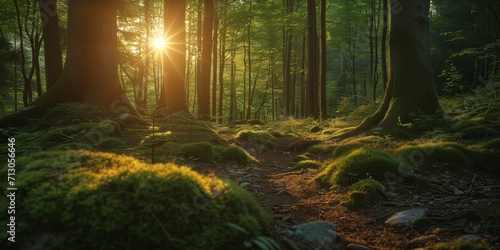 morning in the forest sunshine, nature background