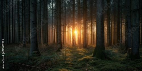 morning in the forest sunshine  nature background