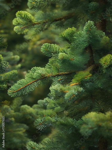 green Christmas tree leaf beauty of nature  © Sobaurna