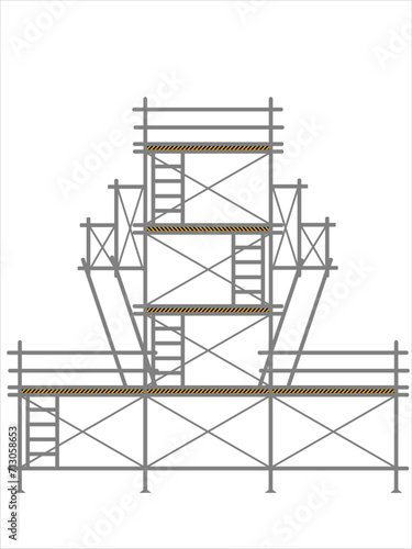 scaffold, isolated, background, construction, white