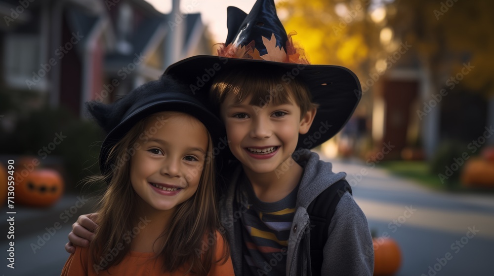 Portrait of kids wearing halloween costumes Portrait of kids wearing halloween costumes
