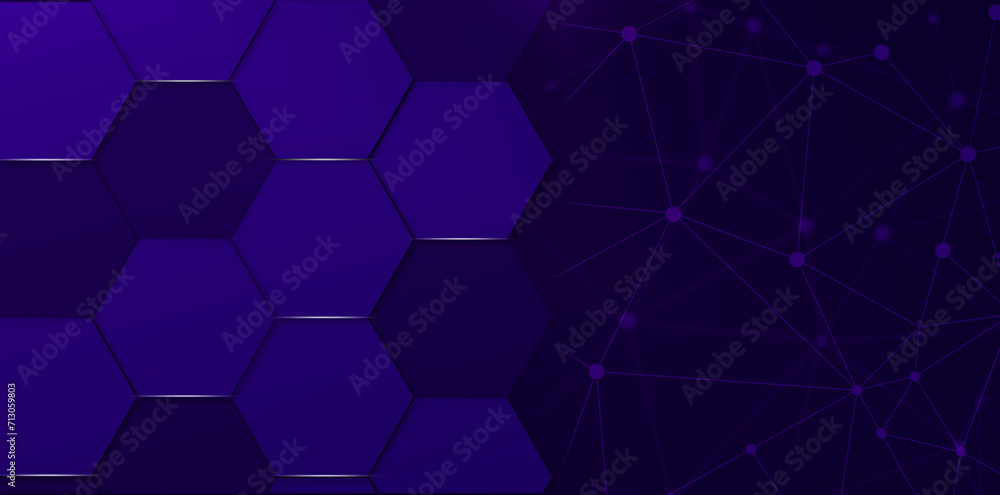 hexagonal grid and mesh network abstract background and gradient. dark blue background hexagonal grid and mesh network abstract background and gradient. dark blue background