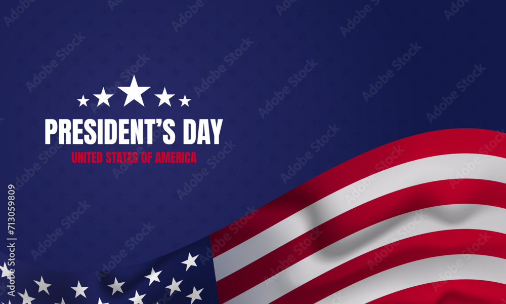 President's Day background or banners template with waving American flag, suitable for posters and greeting cards