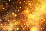 Abstract golden twinkle background, blurry bokeh light dots overlay
