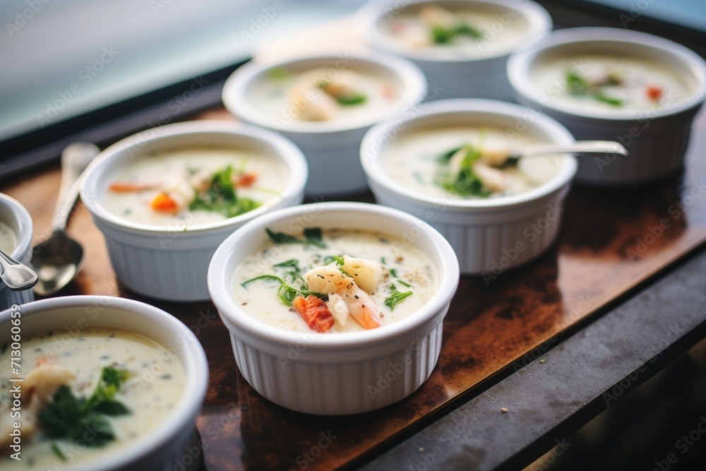 individual portions of chowder for a family dinner individual portions of chowder for a family dinner