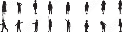 children silhouette, on white background vector
