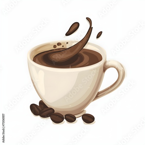 cup of coffee, coffee mug, illustration of coffee mug. 