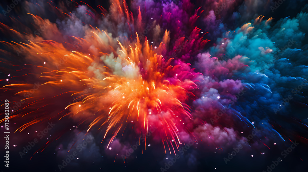 Beautiful creative holiday background with fireworks and sparkles Beautiful creative holiday background with fireworks and sparkles