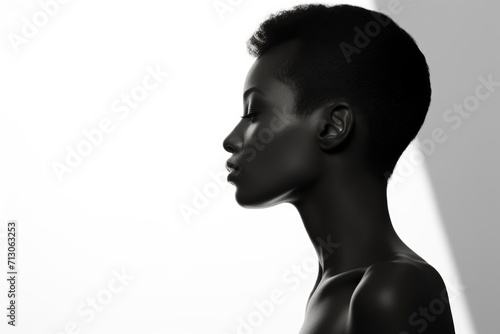 Black History Month, Black And White Profile Beautiful African American Female