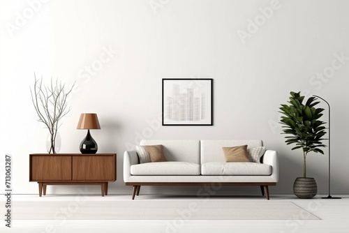 The interior furniture white background and living - 3D Rendering isolated on a white background