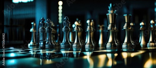 Strategic Showdown Classic chess pieces arranged on a checkered board, a battle of wits