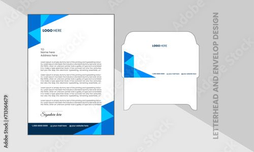 Unique,trendy letterhead and envelop design template
