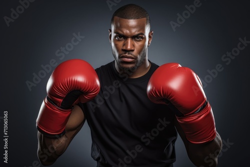 Black History Month, African American man with boxing gloves, boxer punching athlete
