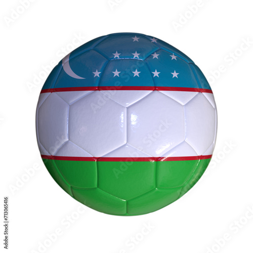 Flag Of Uzbekistan On Soccer Ball And Transparent Background