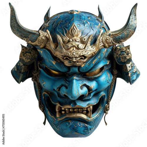 Blue Oni Mask Isolated on Transparent or White Background  PNG