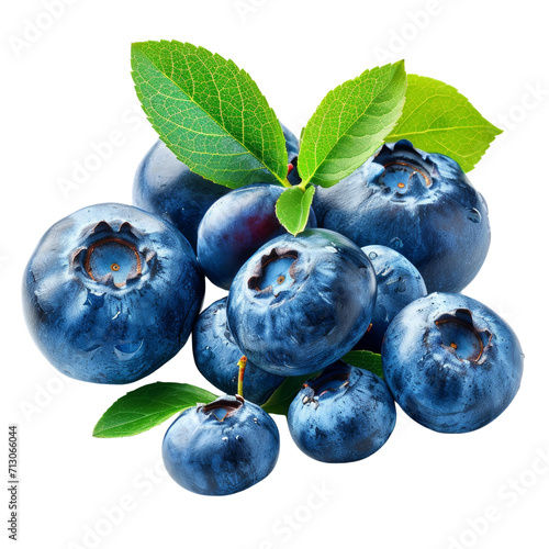 Blueberries Fruit Isolated on Transparent or White Background, PNG