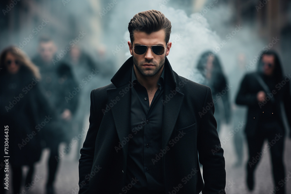 Generative AI picture of secret agent spy person modern film style killer detective soldier