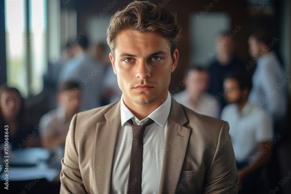 Portrair of smiling successful confident person working in office made with generative AI Portrair of smiling successful confident person working in office made with generative AI