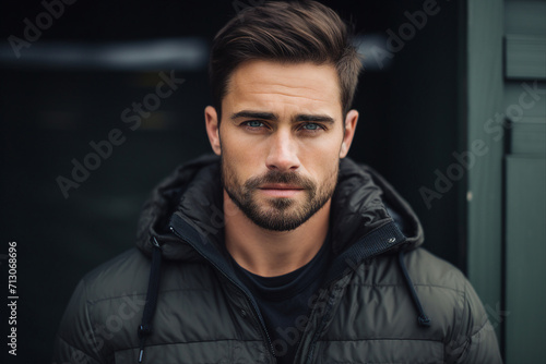 Portrait of attractive guy standing outdoors feeling confident