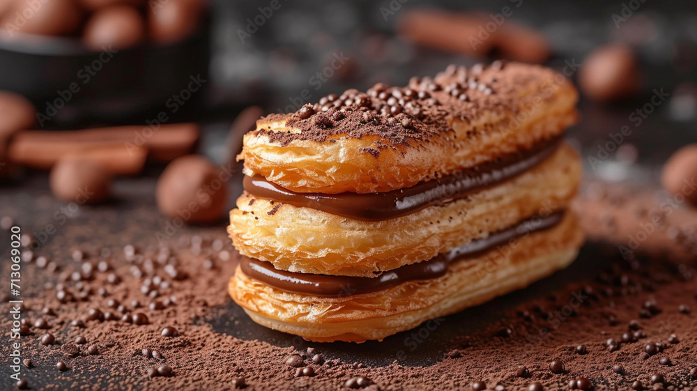 Close-Up Glazed Eclairs with Sugar and Spices Close-Up Glazed Eclairs with Sugar and Spices