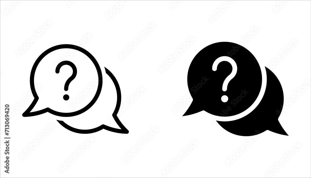 Question mark icon set. Bubble question icon, FAQ questions symbol on a white background. - obrazy, fototapety, plakaty 