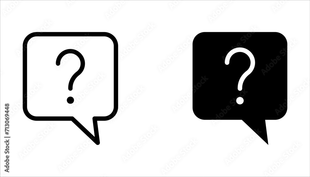 Question mark icon set. Bubble question icon, FAQ questions symbol on a white background. Question mark icon set. Bubble question icon, FAQ questions symbol on a white background.
