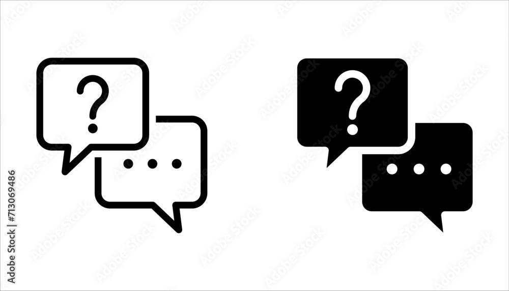 Question mark icon set. Bubble question icon, FAQ questions symbol on a white background. - obrazy, fototapety, plakaty 