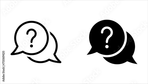 Question mark icon set. Bubble question icon, FAQ questions symbol on a white background. photo
