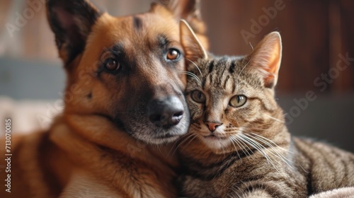 Photo of happy dog and cat