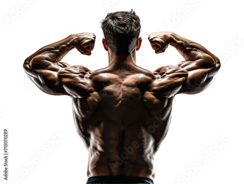 Athlete Flexing Muscles Isolated on Transparent or White Background, PNG