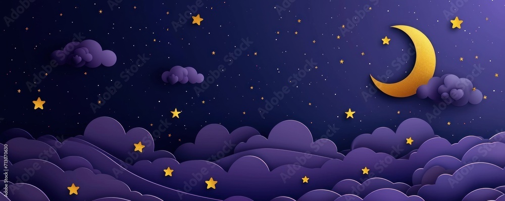 Ramadan Kareem Concept Banner or Voucher Template with 3d Gold Moon, Ramadan Kareem Concept Banner or Voucher Template with 3d Gold Moon,