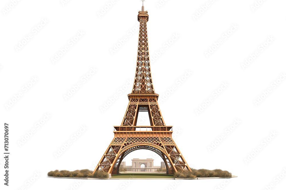Eiffel tower Tourist Attraction Paris France Landmark Object Building isolated on PNG Background. Generative Ai.