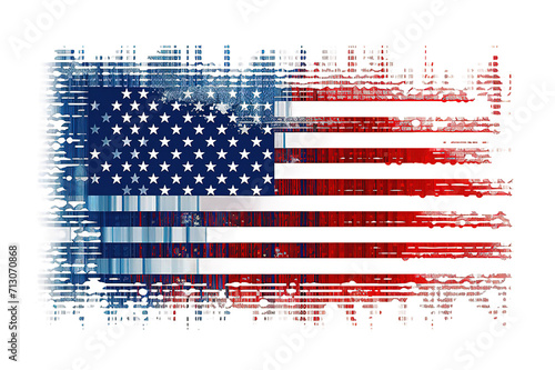 American Flag on map USA isolated on PNG Background. Generative Ai.