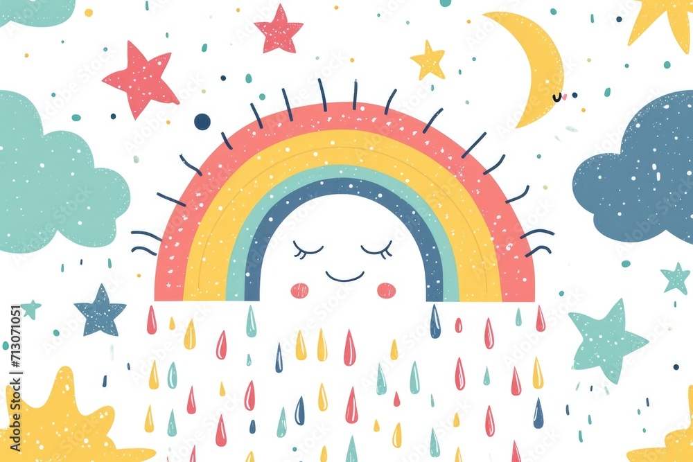 Obraz premium A beautiful rainbow and stars in the sky. Perfect for adding a touch of magic to any project