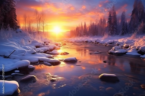 Snowy winter landscapes for sale - captivating frozen scenes for winter-themed marketing materials © sorin