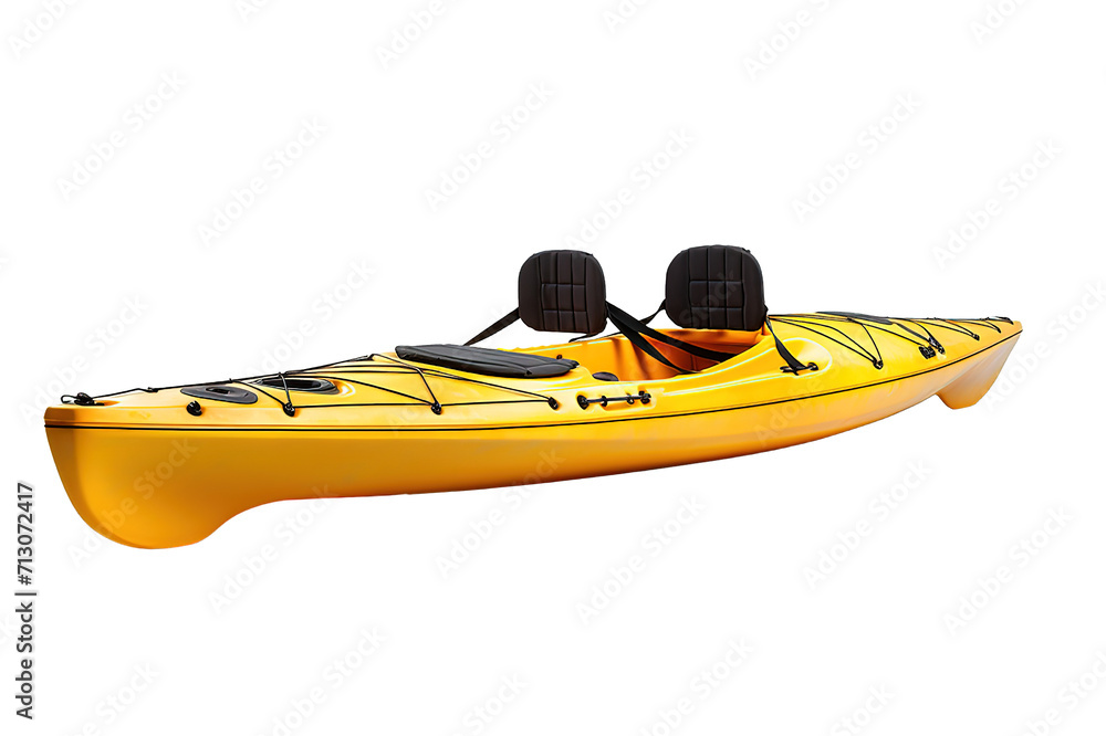 Yellow kayak isolated on PNG Background. Generative Ai. Yellow kayak isolated on PNG Background. Generative Ai.
