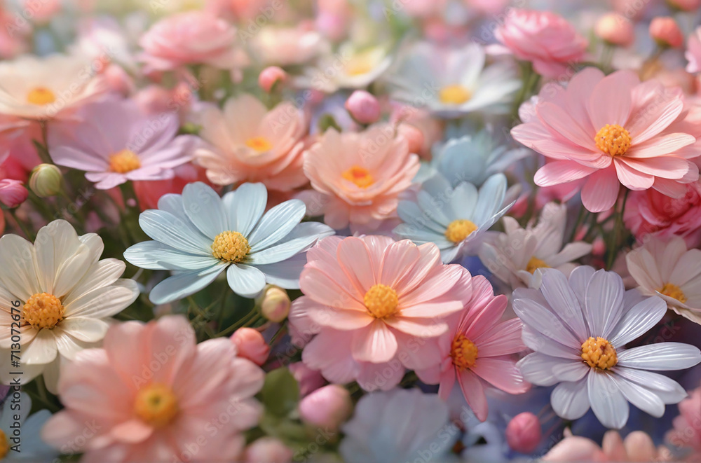 Pastel colours spring flowers