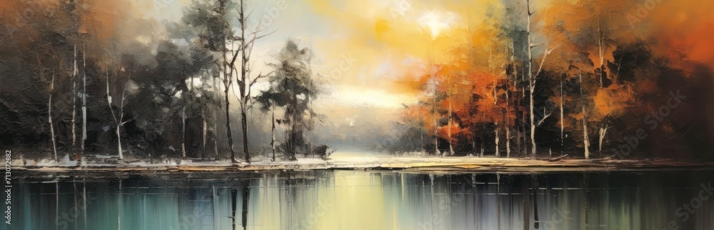 Fototapeta premium Abstract paint landscape theme. Painting style background