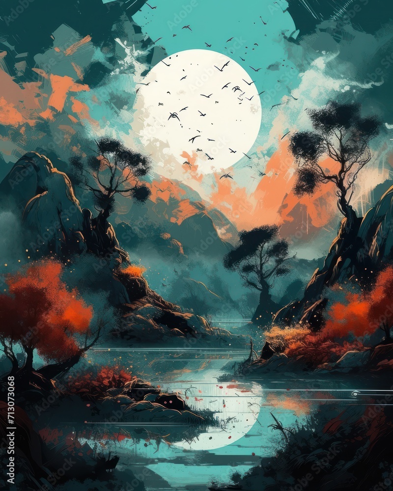 Obraz premium Abstract paint landscape theme. Painting style background