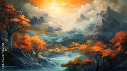 Abstract paint landscape theme. Painting style background