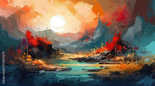 Abstract paint landscape theme. Painting style background