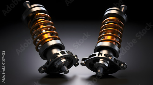 Pair of car shock absorbers with springs. Suspension