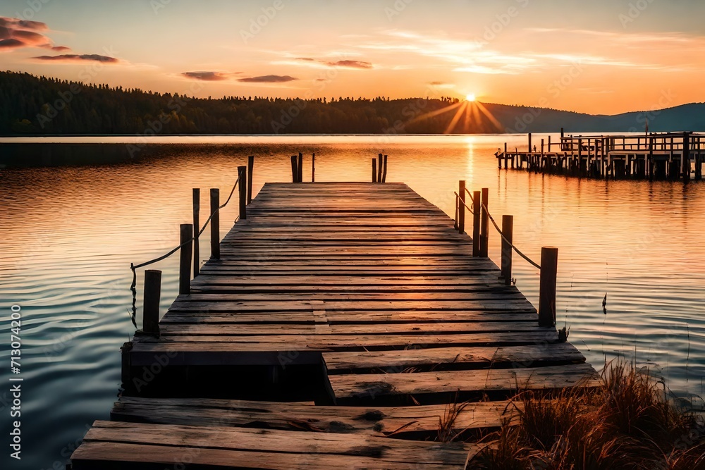 sunset on the lake